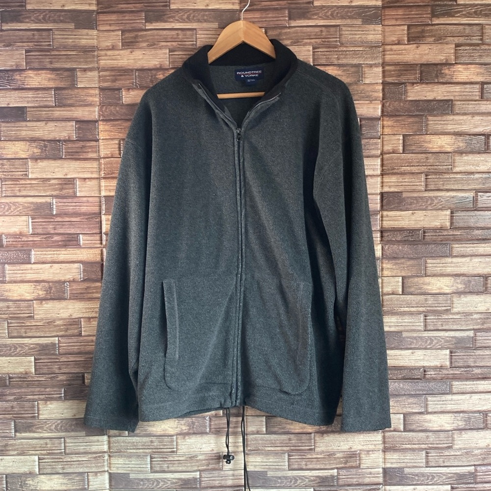 Vintage Large RoundTree & Yorke Gray Fleece Zip Up Sweater